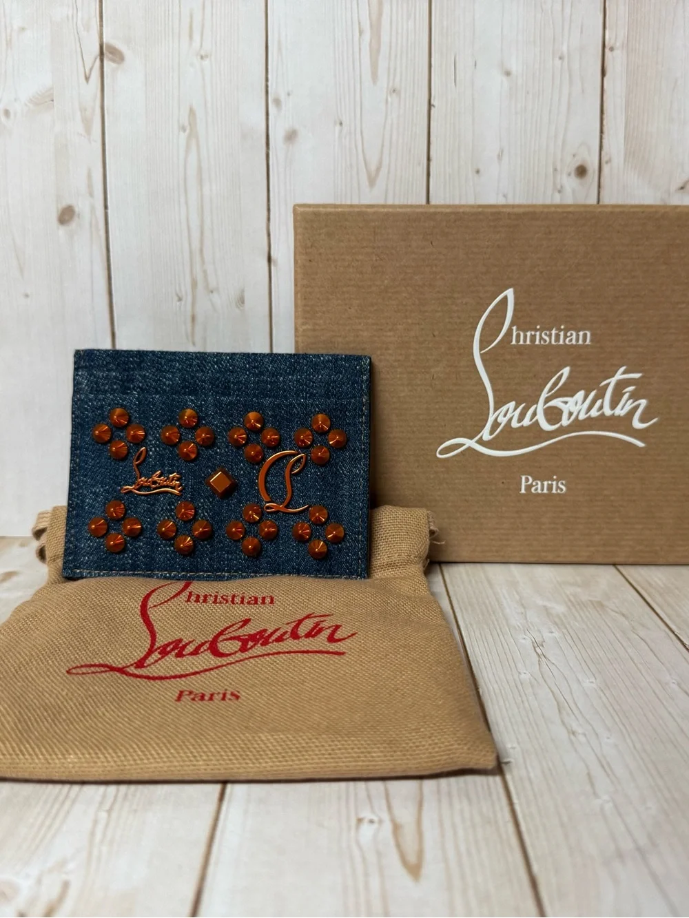 Christian Louboutin Kios Denim Card Case Blue